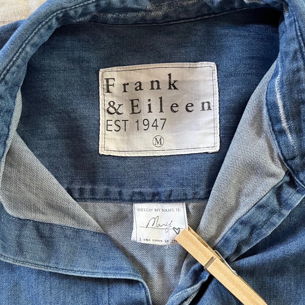 Frank & Eileen Mary Classic Chambray Shirt Dress Medium Blue - Picture 4 of 6